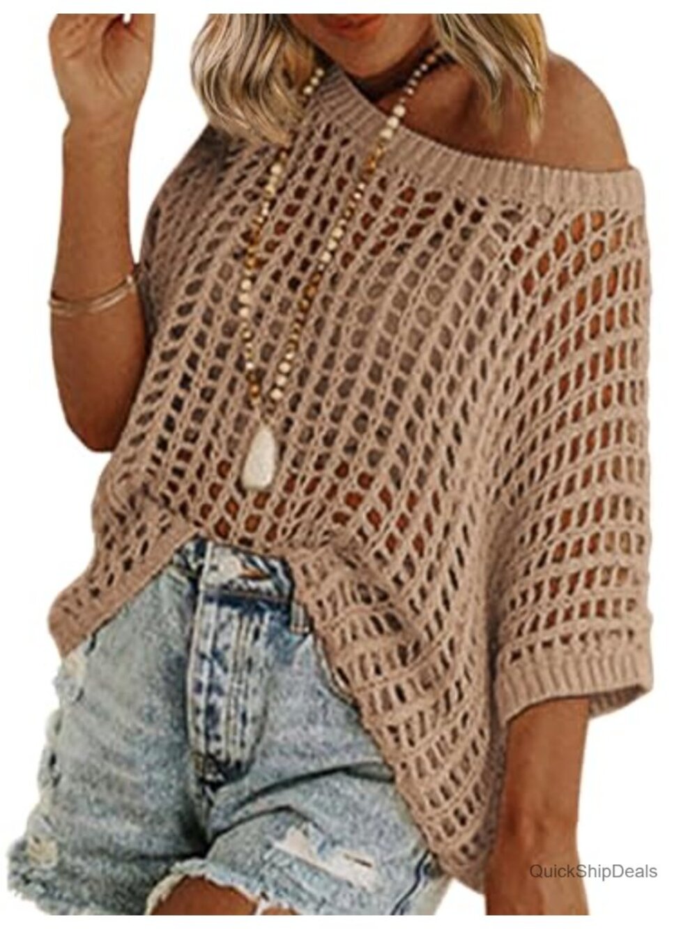 Zeagoo Short Sleeve Crochet Sweater Lightweight Summer Beach Coverup